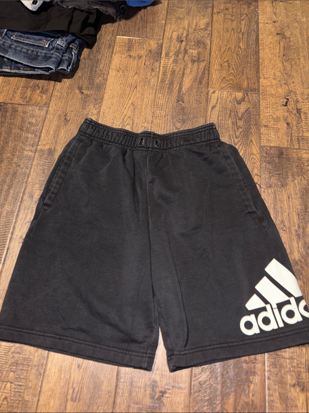 adidas Black Athletic Shorts with White Logo